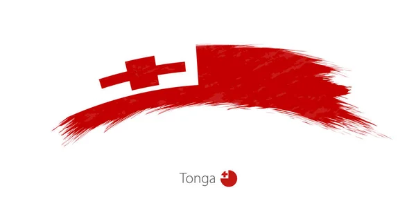 Vlag van Tonga in afgeronde grunge penseelstreek. — Stockvector