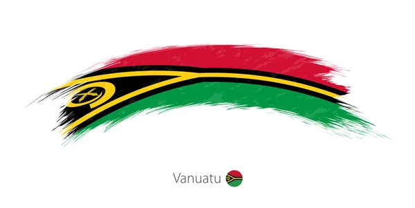 Drapeau de Vanuatu en forme de coup de pinceau rond . — Image vectorielle