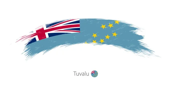 Bandera de Tuvalu en pincelada grunge redondeada . — Archivo Imágenes Vectoriales
