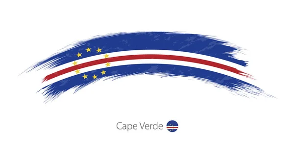Bandeira de Cabo Verde em pincelada grunge arredondada . —  Vetores de Stock