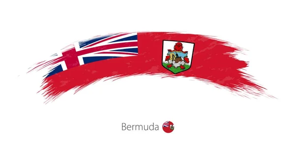 Bandeira das Bermudas em pincelada grunge arredondada . — Vetor de Stock