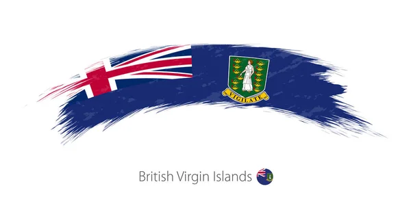 Brittiska Jungfruöarnas flagga i rundade grunge penseldrag. — Stock vektor