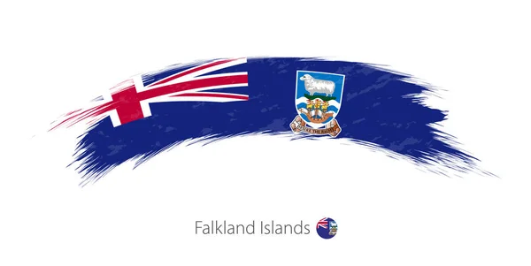 Bandeira das Ilhas Malvinas em pincelada grunge arredondada . — Vetor de Stock