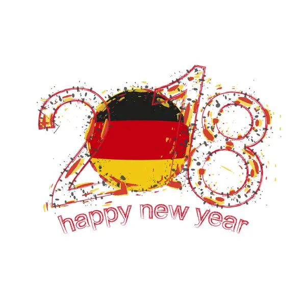 2018 happy nytt år Tyskland grunge vector mall för gratulationskort, kalendrar 2018, säsongsbetonade flygblad, jul inbjudningar och andra. — Stock vektor