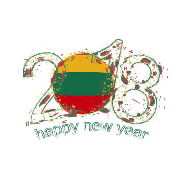 2018 ευτυχισμένο το νέο έτος Λιθουανία grunge διάνυσμα πρότυπο για ευχετήριες κάρτες, ημερολόγια 2018, εποχιακά φυλλάδια, προσκλήσεις Χριστούγεννα και άλλους. — Διανυσματικό Αρχείο