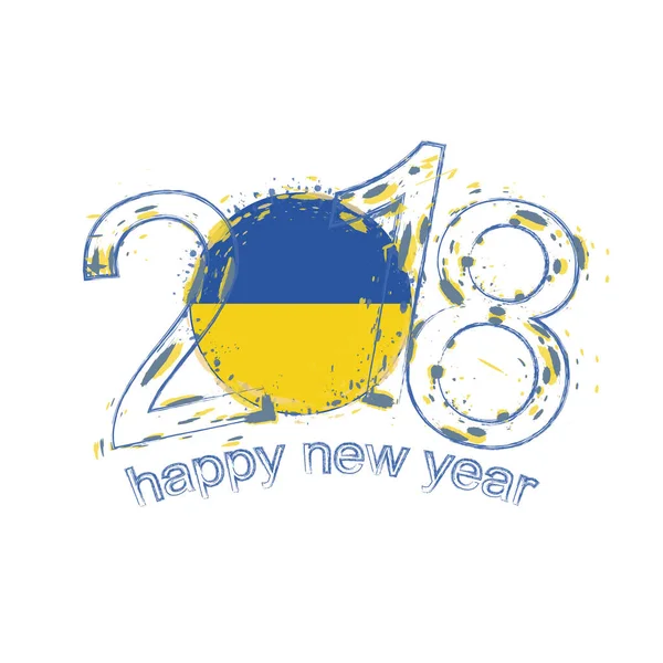 2018新年快乐乌克兰垃圾矢量模板的贺卡, 日历 2018, 季节性传单, 圣诞请柬和其他. — 图库矢量图片