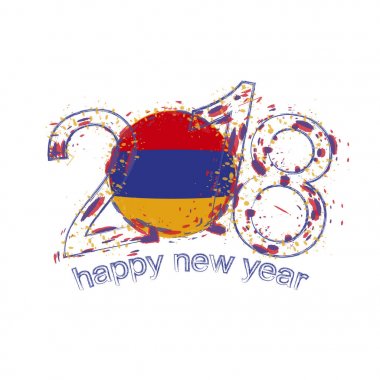 2018 mutlu yeni yıl Ermenistan grunge vektör şablon için tebrik kartı, takvimler 2018, mevsimlik el ilanları, Noel davetler ve diğer.