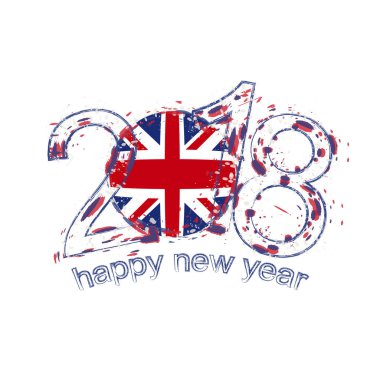 2018 mutlu yeni yıl İngiltere grunge vektör şablon için tebrik kartı, takvimler 2018, mevsimlik el ilanları, Noel davetler ve diğer.