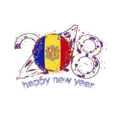 2018 mutlu yeni yıl Andorra grunge vektör şablon için tebrik kartı, takvimler 2018, mevsimlik el ilanları, Noel davetler ve diğer.
