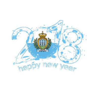 2018 mutlu yeni yıl San Marino grunge vektör şablon için tebrik kartı, takvimler 2018, mevsimlik el ilanları, Noel davetler ve diğer.