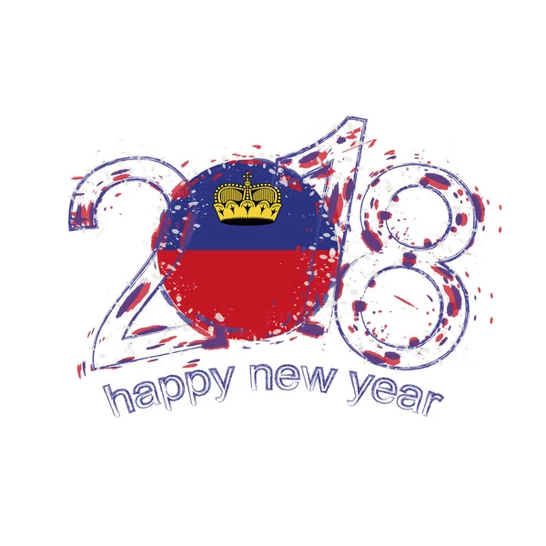 2018 Feliz Año Nuevo Liechtenstein grunge vector plantilla para tarjeta de felicitación, calendarios 2018, folletos de temporada, invitaciones de Navidad y otros . — Vector de stock