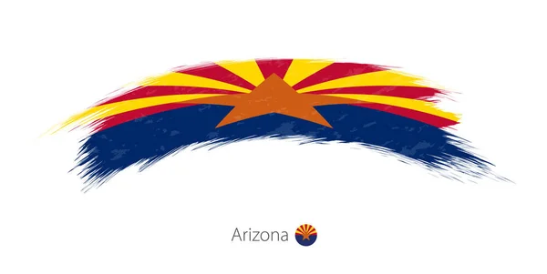 Bandiera dell'Arizona in pennellata grunge arrotondata . — Vettoriale Stock