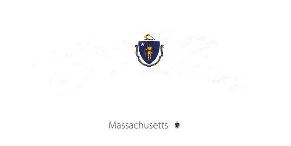 Flaga stanowa Massachusetts w pociągnięcia pędzlem zaokrąglone grunge. — Wektor stockowy