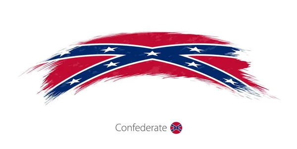 Flag of Confederate in rounded grunge brush stroke. — Stock Vector