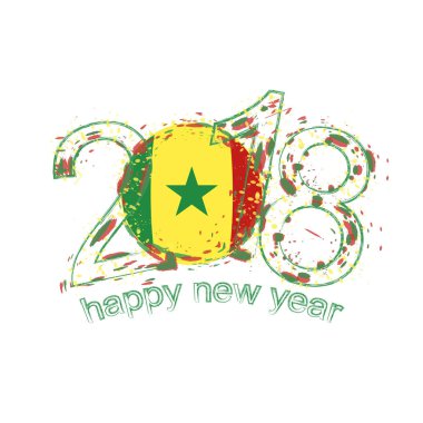 2018 mutlu yeni yıl Senegal grunge vektör şablon için tebrik kartı.