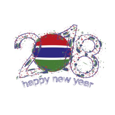 2018 mutlu yeni yıl Gambiya grunge vektör şablon için tebrik kartı.