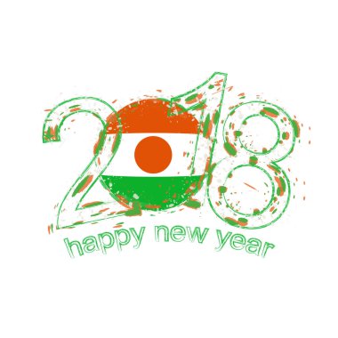 2018 mutlu yeni yıl Nijer grunge vektör şablon için tebrik kartı.