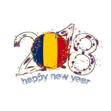 2018 mutlu yeni yıl Chad grunge vektör şablon için tebrik kartı.