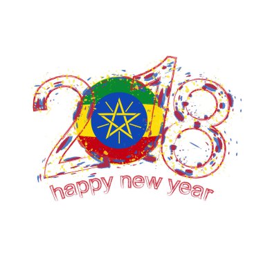 2018 mutlu yeni yıl Etiyopya grunge vektör şablon için tebrik kartı.