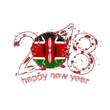 2018 mutlu yeni yıl Kenya grunge vektör şablon için tebrik kartı.