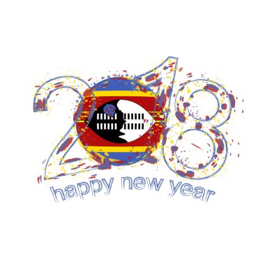 2018 mutlu yeni yıl Svaziland grunge vektör şablon için tebrik kartı.