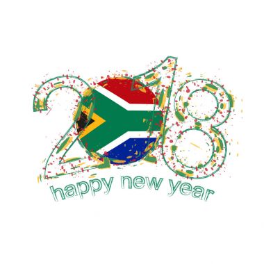 2018 mutlu yeni yıl Güney Afrika grunge vektör şablon için tebrik kartı.