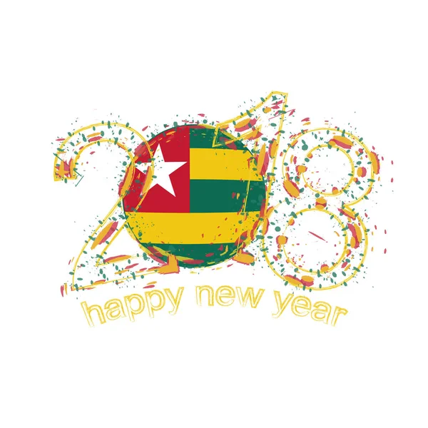 2018 happy New Year Togo grunge vector sjabloon voor wenskaarten. — Stockvector