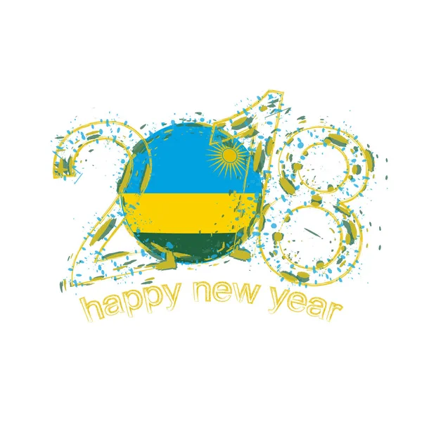 2018 happy nytt år Rwanda grunge vector mall för gratulationskort. — Stock vektor