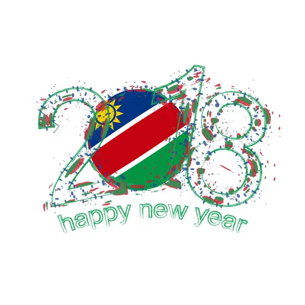2018 šťastný nový rok Namibie grunge vektor šablona pro blahopřání. — Stockový vektor