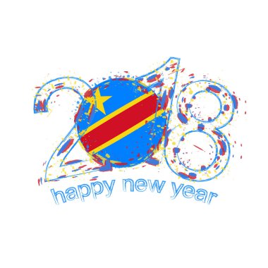 2018 mutlu yeni yıl Dr Kongo grunge vektör şablon için tebrik kartı.