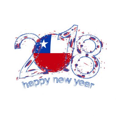 2018 mutlu yeni yıl Şili grunge vektör şablon için tebrik kartı.