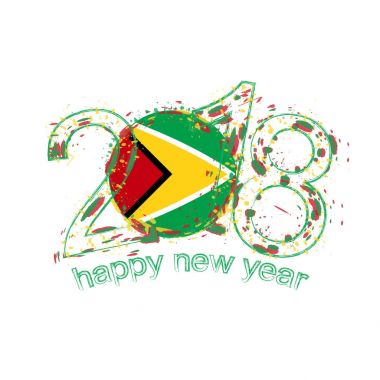 2018 mutlu yeni yıl Guyana grunge vektör şablon için tebrik kartı.