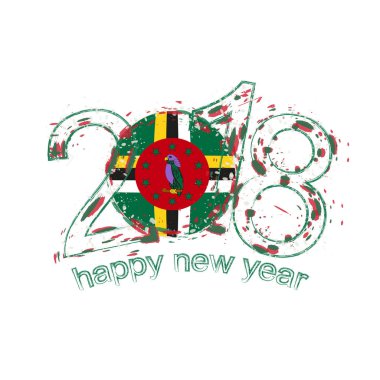 2018 mutlu yeni yıl Dominika grunge vektör şablon için tebrik kartı.