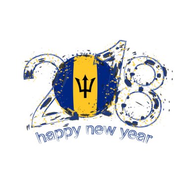 2018 mutlu yeni yıl Barbados grunge vektör şablon için tebrik kartı.
