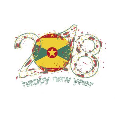 2018 mutlu yeni yıl Grenada grunge vektör şablon için tebrik kartı.