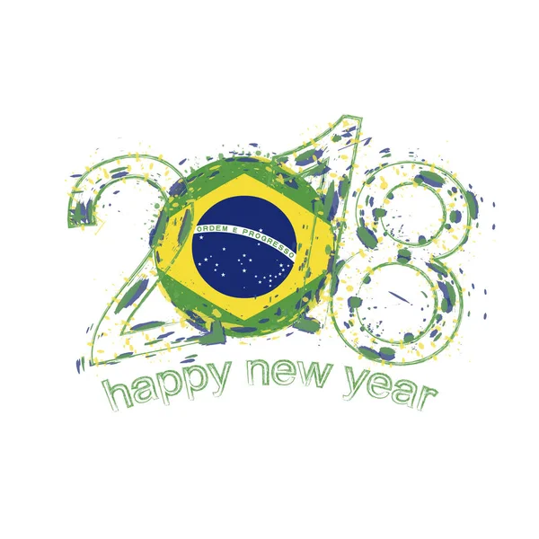 2018 frohes neues Jahr Brasilien Grunge Vektor-Vorlage für Grußkarte. — Stockvektor