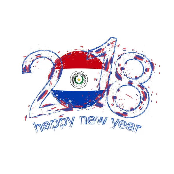 2018 С Новым годом Парагвай Гранж векторный шаблон для поздравительной открытки . — стоковый вектор