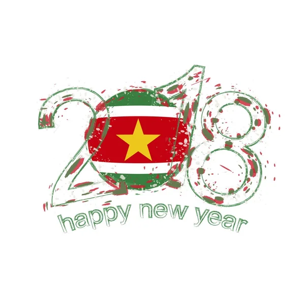 2018 ευτυχισμένο το νέο έτος Σουρινάμ grunge διάνυσμα πρότυπο για ευχετήρια κάρτα. — Διανυσματικό Αρχείο