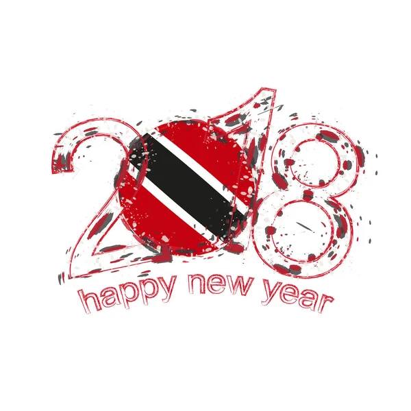 2018 Feliz Año Nuevo Trinidad y Tobago plantilla de vector grunge para tarjeta de felicitación . — Archivo Imágenes Vectoriales