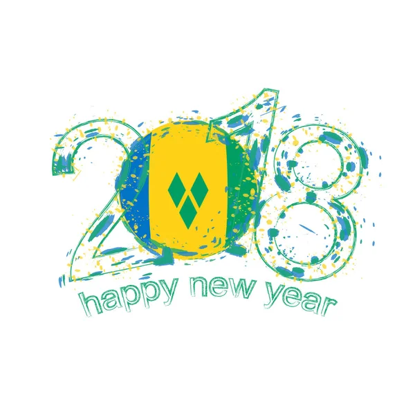 2018 Feliz Ano Novo São Vicente e Granadinas modelo vetorial grunge para cartão de felicitações . —  Vetores de Stock