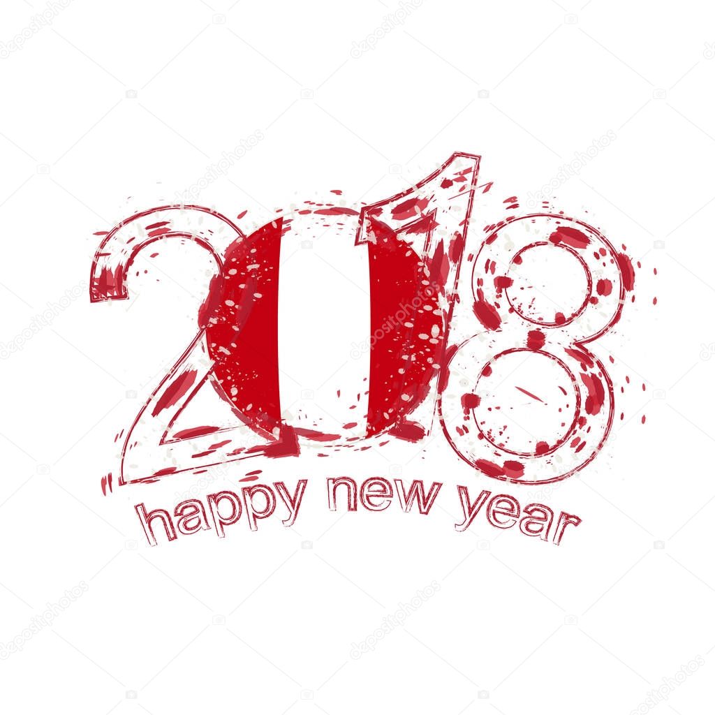 2018 Happy New Year Peru grunge vector template for greeting card.