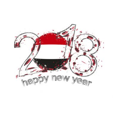 2018 mutlu yeni yıl Yemen grunge vektör şablon için tebrik kartı.