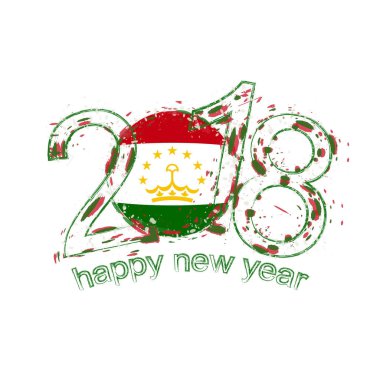 2018 mutlu yeni yıl Tacikistan grunge vektör şablon için tebrik kartı.