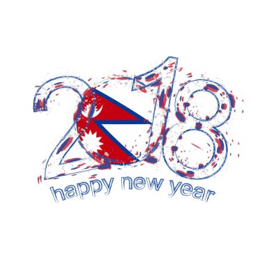 2018 mutlu yeni yıl Nepal grunge vektör şablon için tebrik kartı.