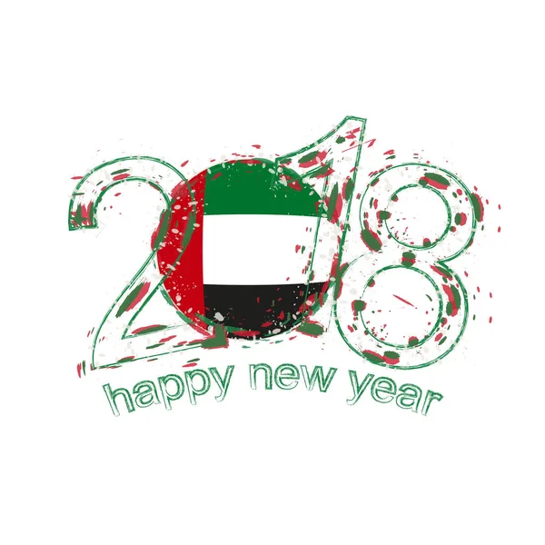 2018 happy New Year Verenigde Arabische Emiraten grunge vector sjabloon voor wenskaarten. — Stockvector