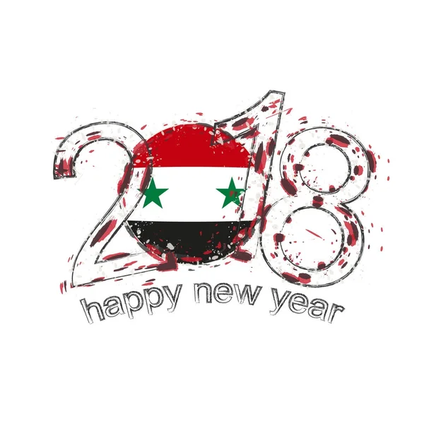 2018 glückliches neues jahr syria grunge vektor vorlage für grußkarte. — Stockvektor