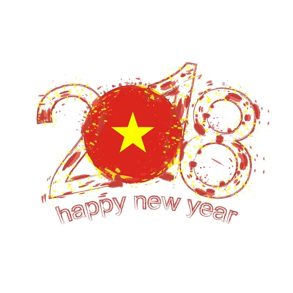 2018 幸せ新しい年ベトナム グランジ ベクトル グリーティング カードのテンプレート. — ストックベクタ