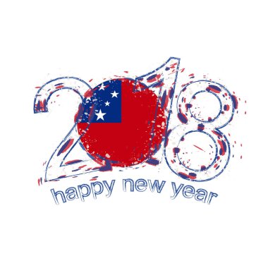 2018 mutlu yeni yıl Samoa grunge vektör şablon için tebrik kartı.