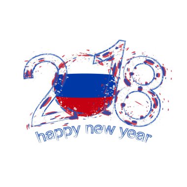 2018 mutlu yeni yıl Rusya grunge vektör şablon için tebrik kartı.