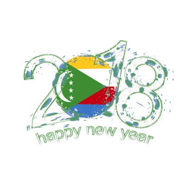 2018 mutlu yeni yıl Komor grunge vektör şablon için tebrik kartı.